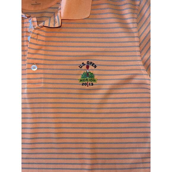 Mens Bobby Jones Performance Orange Striped Short Sleeve US Open Golf Polo Large - Picture 6 of 8